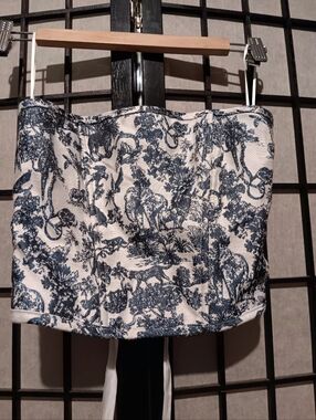Blue and White Toile Bustier Top
